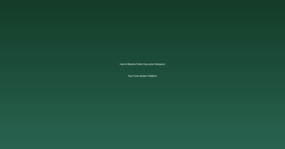 How to Resolve Order Execution Delays on Your Forex Broker Platform